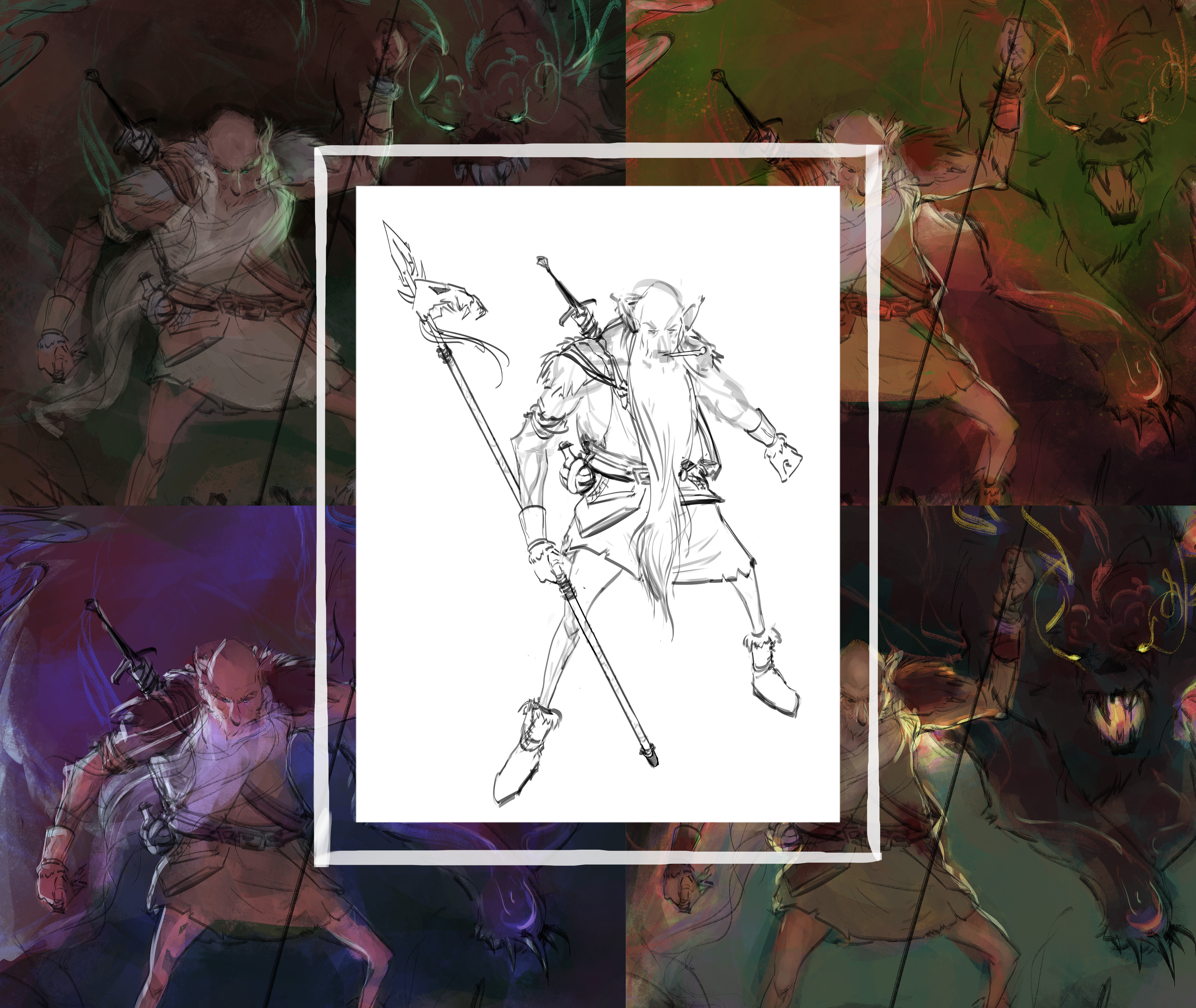 different color variants for the barbarian character design