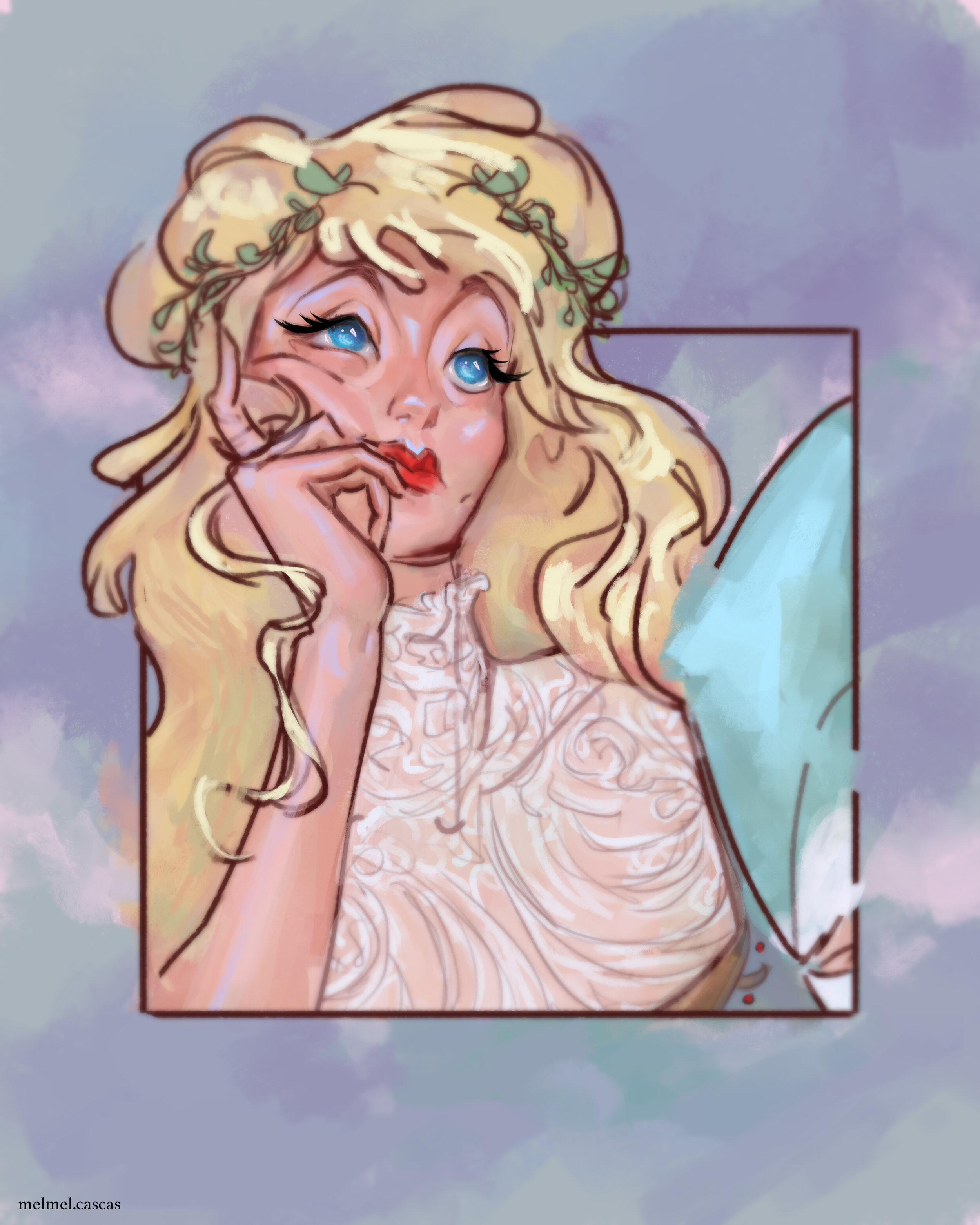 alice leaning on her hand