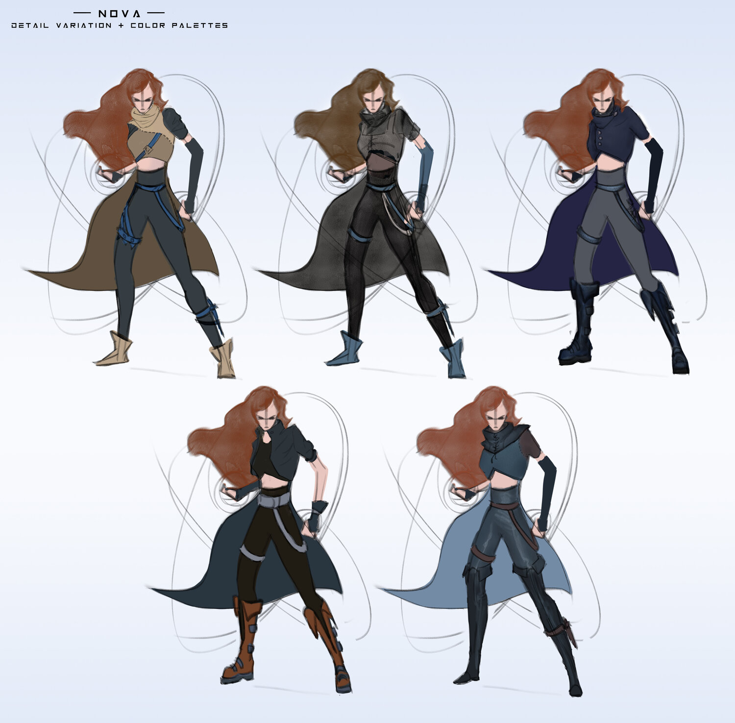 sketches with different color palettes