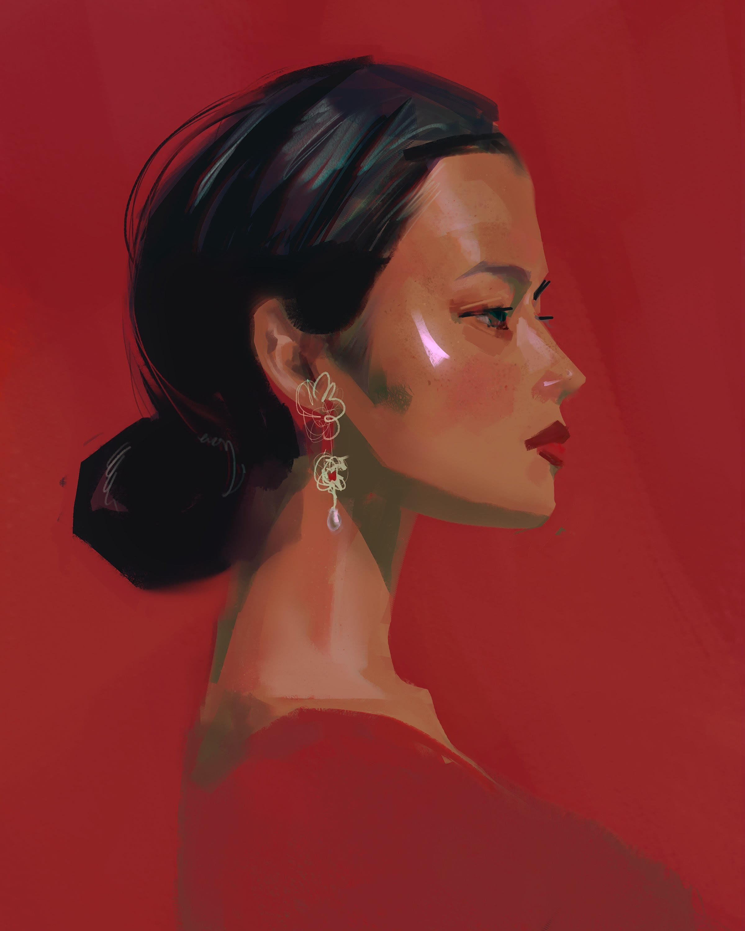 illustration of a lady in a red dress