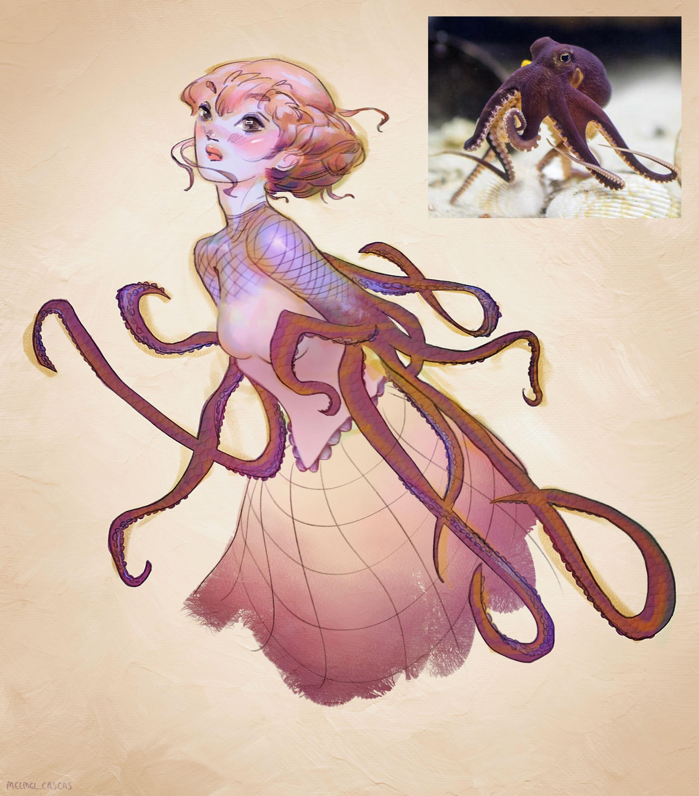 illustration of an octopus monster girl
