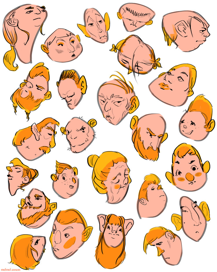 sketch of faces made from different shapes