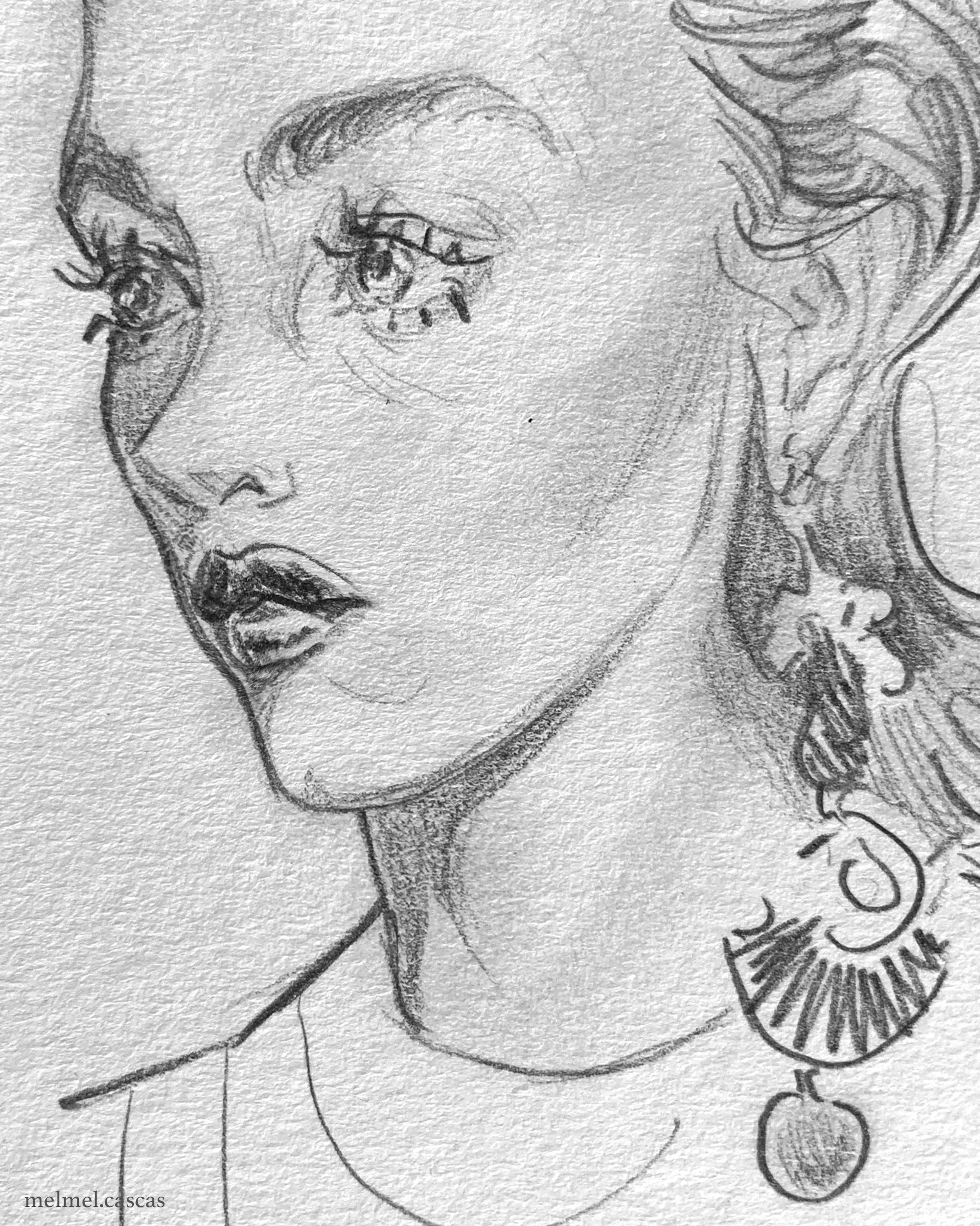 angular sketch of a woman