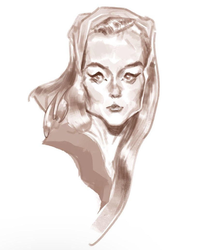 angular sketch of a woman